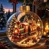 Winter Wonderland Decorations Lighted Clear Christmas Ball Ornaments, Cute Santa Claus/Tree/Snowman/Angel Figure Inside Warm Light Holiday