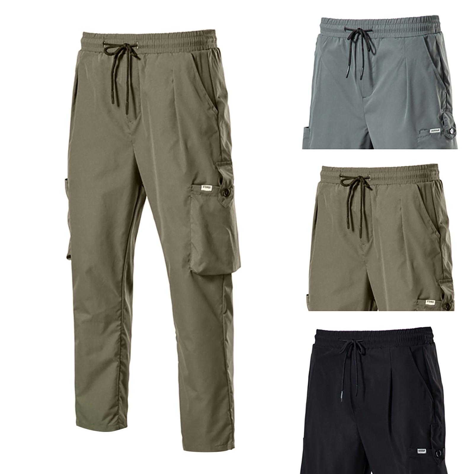 

Мужские модные прямые брюки-карго с карманами и шнурком