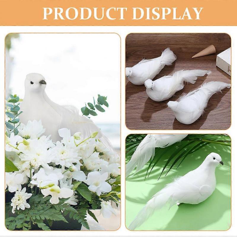 Artificial Christmas Dove Birds White Foam Doves for Home Decor 6Pcs