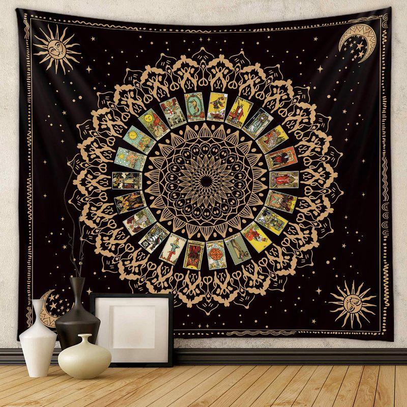 Goth Witchy Skull Wall Tapestry Black White Moth Snake Moon Constellation Mystic Spiritual Teen Room Hanging Cloth Decor
