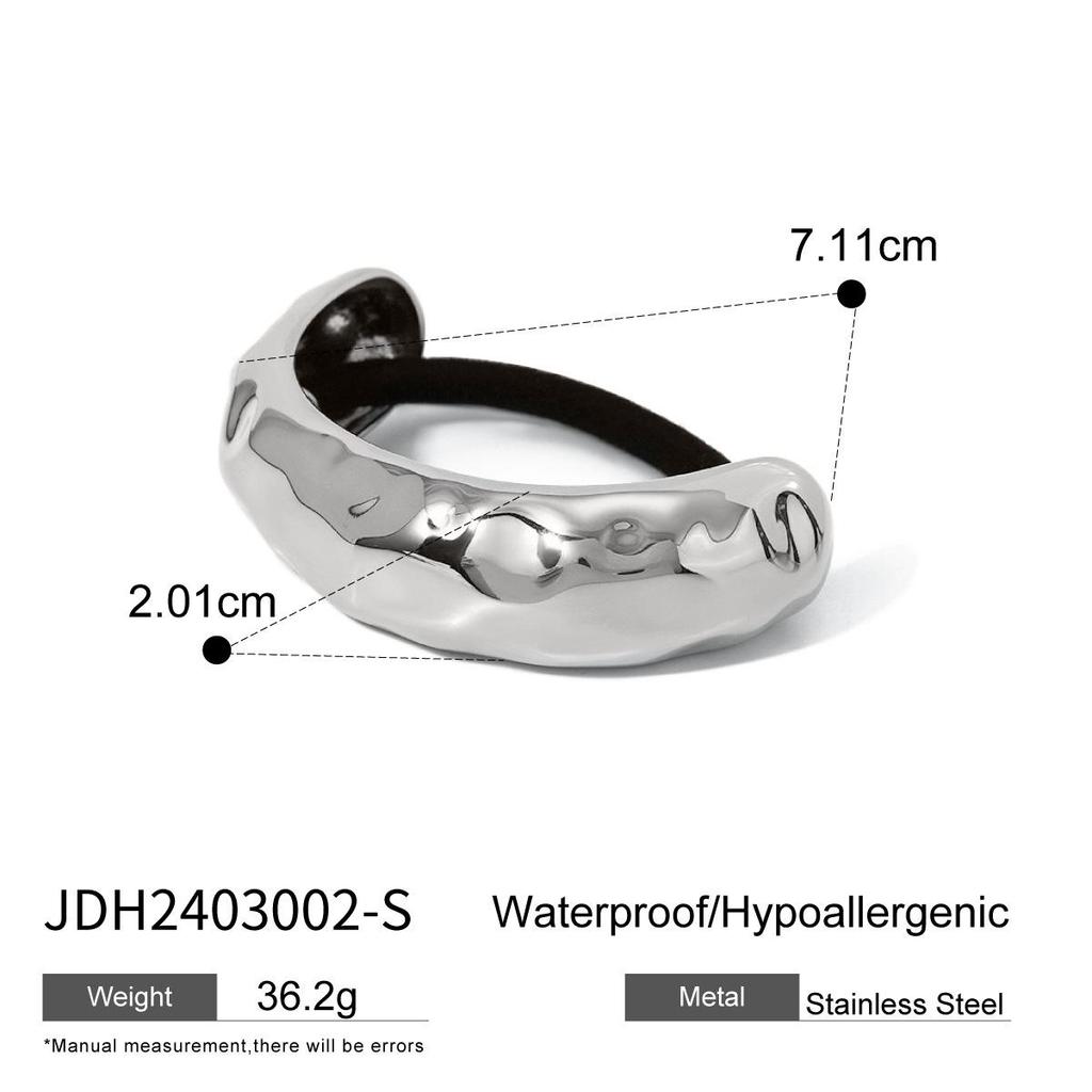 Jieding Stainless Steel Hair Tie: High-end European & American Ponytail Rubber Band with Titanium Steel Headwear.