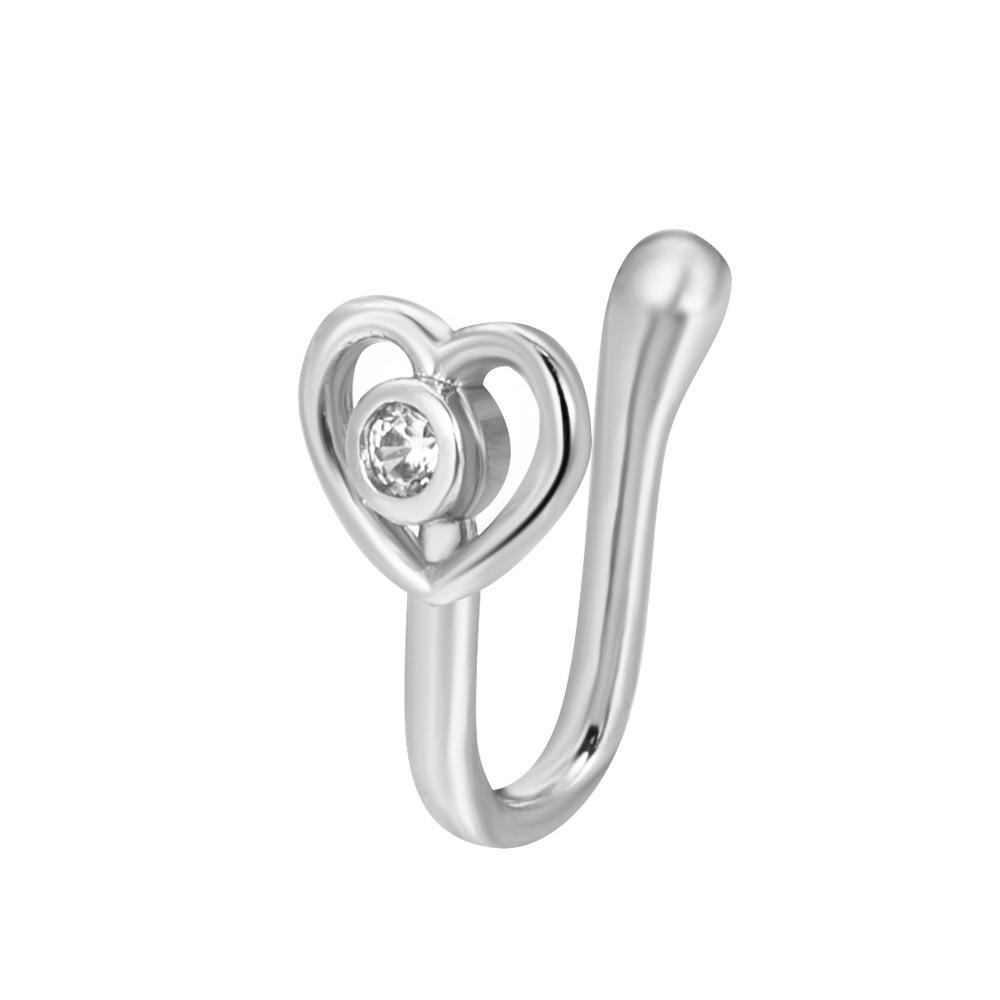 Non Perforated U-Shaped Nose Clip Copper Inlaid Zircon Star Shaped Heart Crown Nose Ring Nose Decoration Puncture Decoration