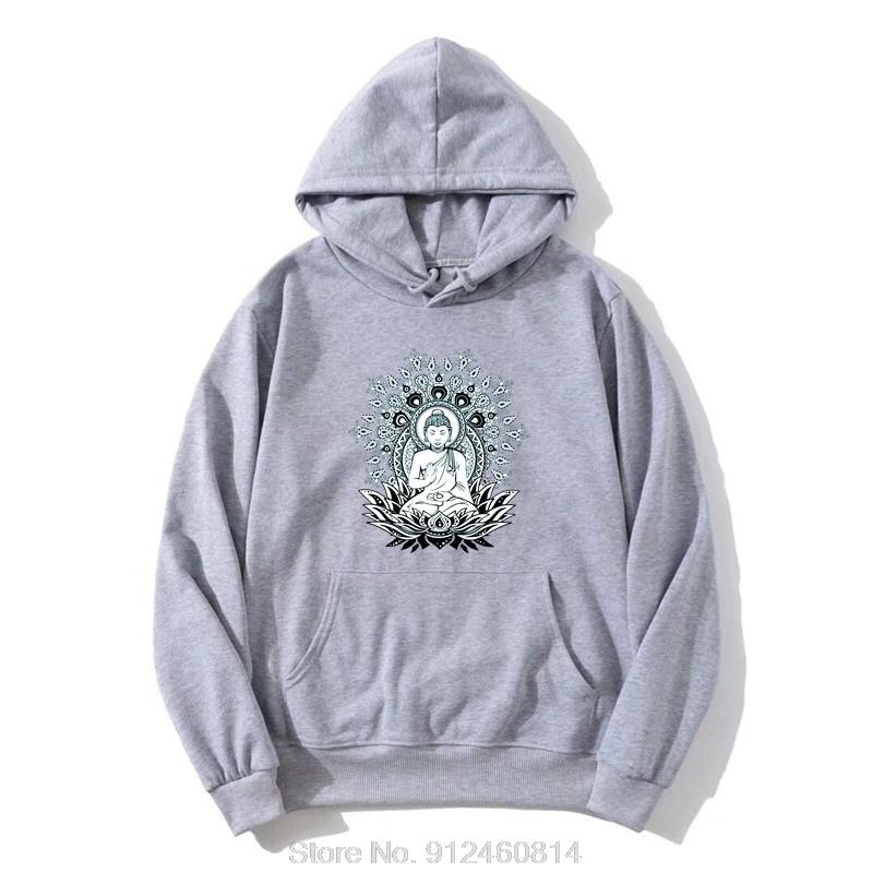 Mens Line Om Aum Yoga Buddha Chakra Meditation India Hobo Boho Peace Hoodie Men Cotton Hoody Hip Hop Sweatshirt Harajuku