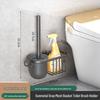 Space Aluminum Wall-Mounted Toilet Brush with No Dead Angle Design and Punch-Free Storage
