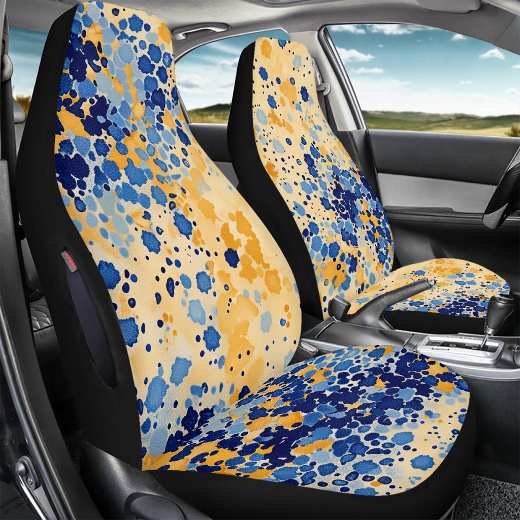 Abstract Art Digital Print Car Seat Covers Waterproof Airbag Compatible Front Rear Seat Protectors Universal Fit Full Set Auto Accessories