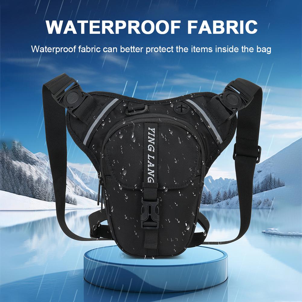 Motorcycle Drop Leg Bag Motorbike Riding Chest Bag Waterproof Large Capacity Adjustable with Reflective Strip for Cycling Riding