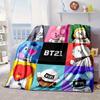 Colorful Cartoon kpop Blanket Flannel Blanket for bed, sofa, Camping, Hiking, Picnic Essentials, gift for family Fan gifts