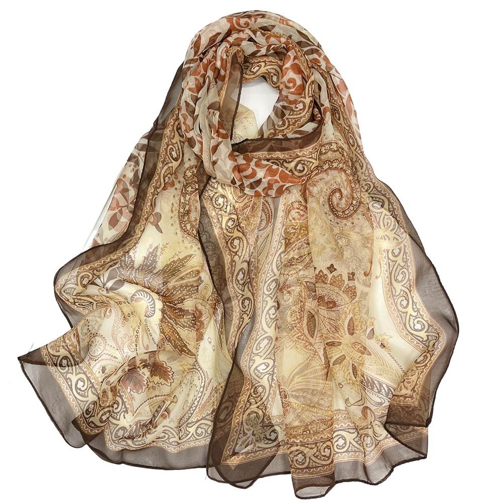 

Portable Embroidered Silk Scarf Breathable Smooth Beach Shawl Sun-Resistant Silk Sunscreen Hijab for Women хакі