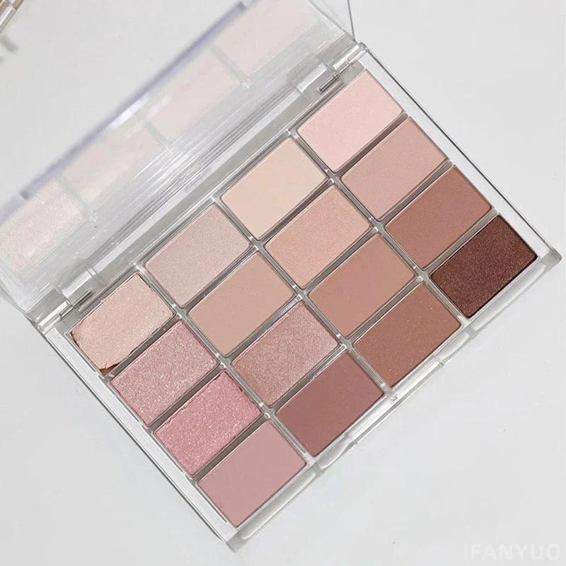 16 Colors Eyeshadow Palette Low Saturation Rose Pink Pearly Matte Glitter Eyeshadow Shiny Eye Shadow Long-lasting Eye Makeup
