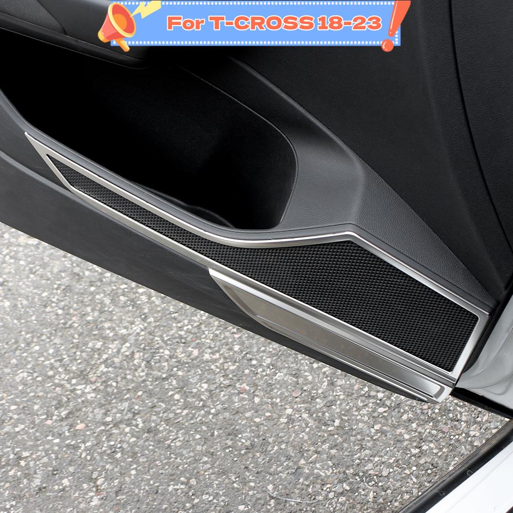 Stainless Steel Door Audio Speaker Cover Trim for Volkswagen VW T-cross Tcross 2018-2023 Stereo Loudspeaker Frame Interior Car Accessories