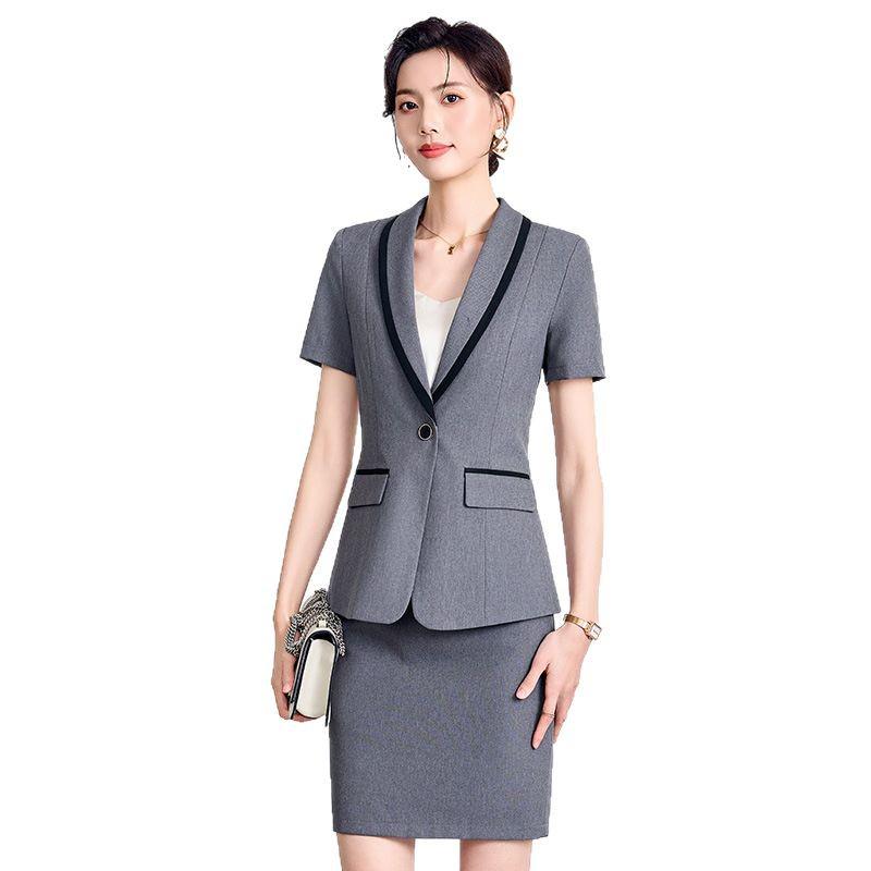 Women's Professional Summer Short Sleeve Blazer - Elegant Workwear for Beauticians & Hotel Receptionists