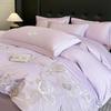 Elegant Long-Staple Cotton 4-Piece Bedding Set: Pure Cotton Fitted Sheet, Embroidered Duvet Cover, Luxury Feel
