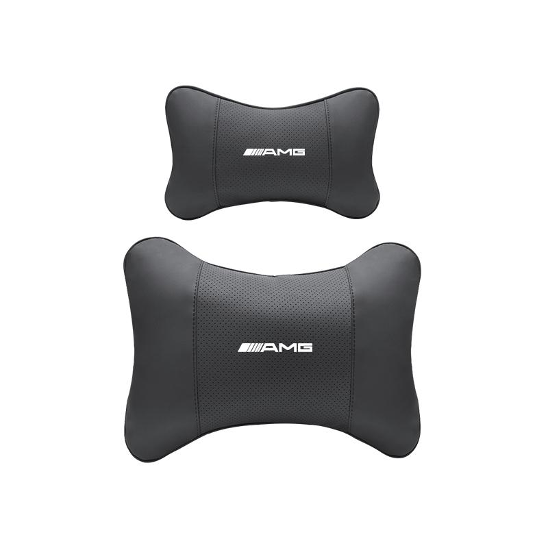 Car Memory Foam Headrest Car Neck Pillow Lumbar Support Pillow Accessories Car Hub Cap For Mercedes Benz AMG W214 W205 W204 W206