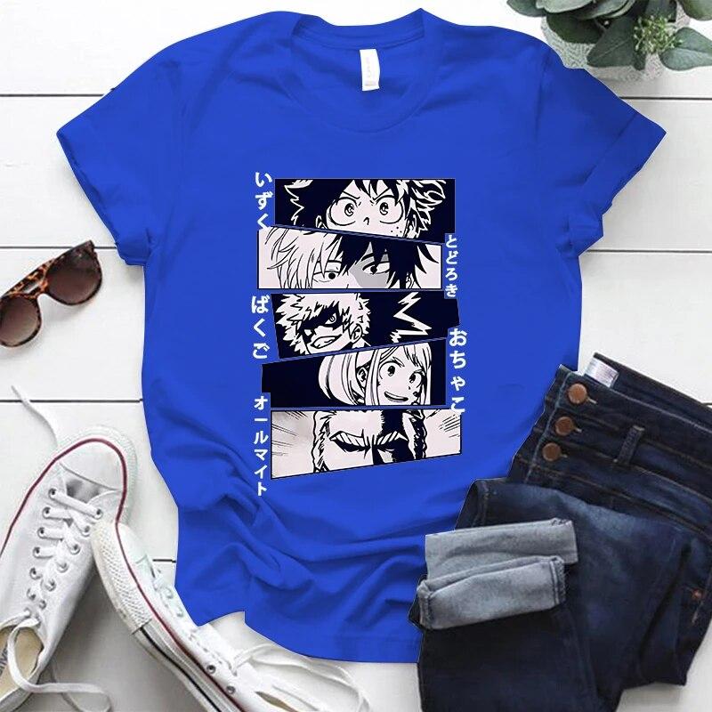 New Anime Deku Bakugou Katsuki Todoroki Shoto Printed T-shirts Unisex Women Fashion Y2k Summer Casual Short Sleeved T-shirts