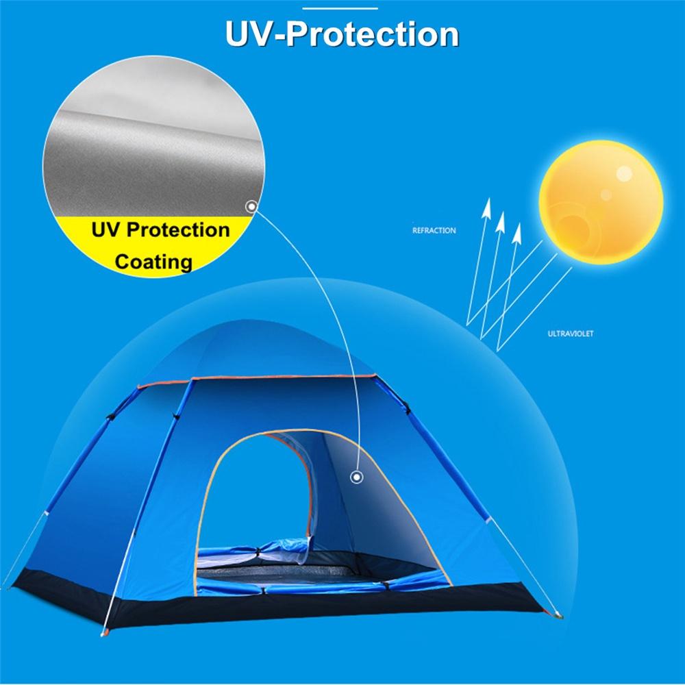 Fully Automatic Pop-Up Quick Shelter Outdoor Travel Hiking Waterproof Camping Tent 1-4 Person Portable Tent Instant Set Up Tent