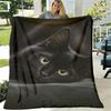 1pc Black Cat Print Flannel Blanket Soft AllSeason Cozy Throw for Home, Camping & Travel, Luxury Gift for Cat Lovers, Birthdays & Housewarming, Durabl