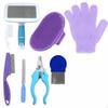 8 Pieces Pet Grooming Kit with Glove Textured Grip Massage FineTooth for