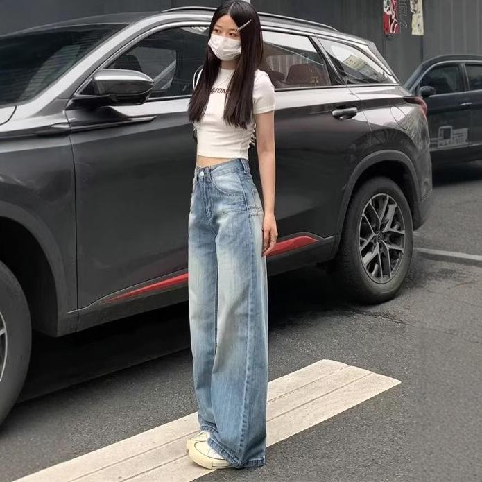 

Women s Retro Wide-Leg Summer Jeans - Loose, Slimming, Pear-Shaped Flare Pants 3XL