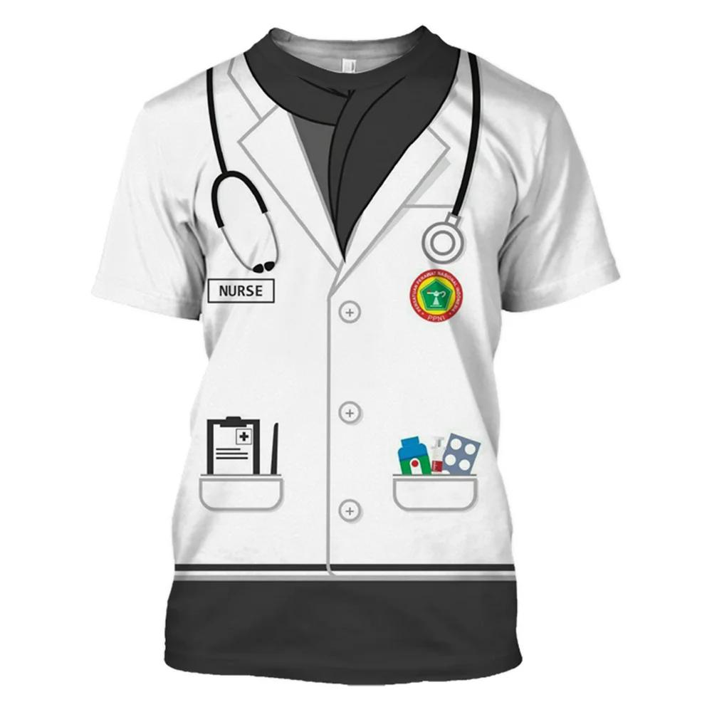 Wendy 3 Nieuwigheid Politie Professioneel Uniform cosplay T-shirt 3D Print Herfst Heren Korte Mouw Ronde Hals T-shirt kind Unisex Tees top L