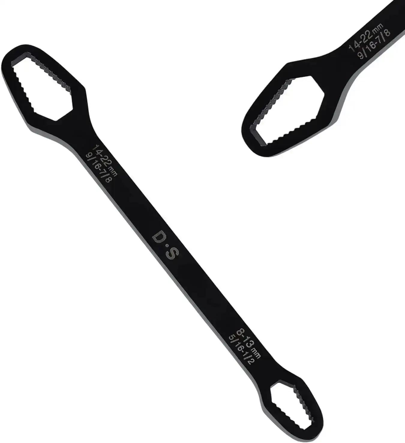 

5/16”-1/2”, 9/16”-7/8” Self-tightening Double-ended Multi-purpose Wrench Wrench Chrome Vanadium Steel Repair Tool чёрный