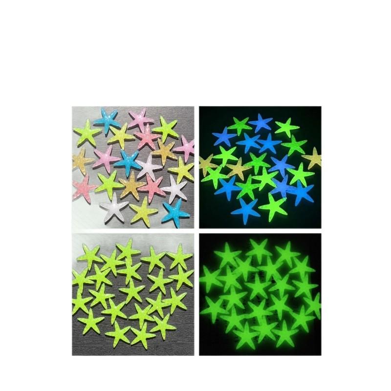 4cm Colorful Luminous Plastic Starfish for Aquarium Landscaping, 2.7g Fluorescent Marine Decor Stone