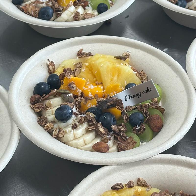 OLOEY Disposable Sugarcane Pulp Bowls with PET Lids