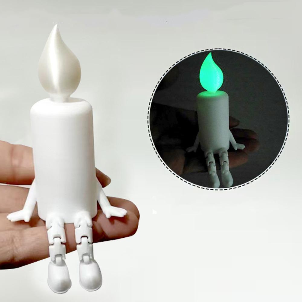 

Articulated Joints Luminous Candle Figure 3D Printed Mini Candle Statue Birthday Gift зелёный