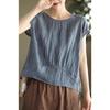 Women's Stylish Summer 2026 Solid Color Tencel Shirt - Loose Fit, Round Neck, Short Sleeves