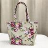 New Fashion Flower Printed Lunch Bag Portable Canvas Handbag Jacquard Zipper Canvas Bag Women