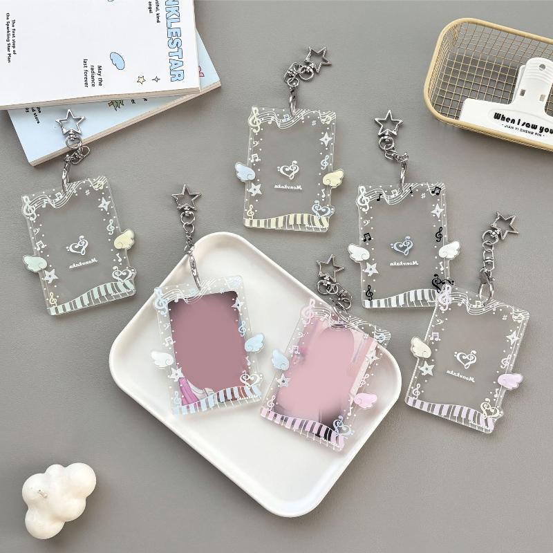 Angel Piano Themed 3 Inch Photocard Holder Acrylic Hard Card Sleeve Scratch Resistant Protector for Idol Card Collection