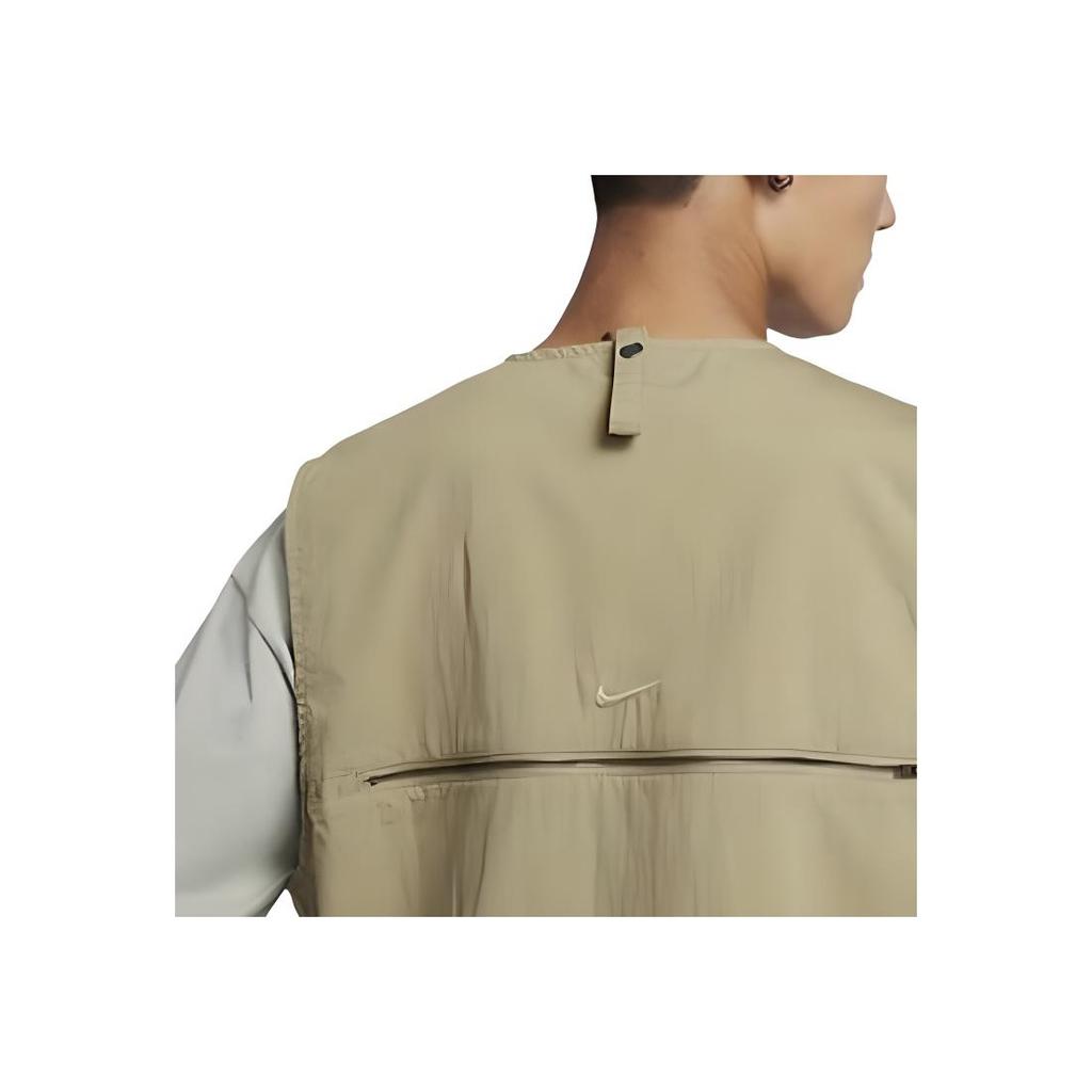 Nike V-Neck Zipper Design Logo Embroidery Outdoor Work Multi-Pocket Sleeveless Vest Men Vests Linen FN3215-276