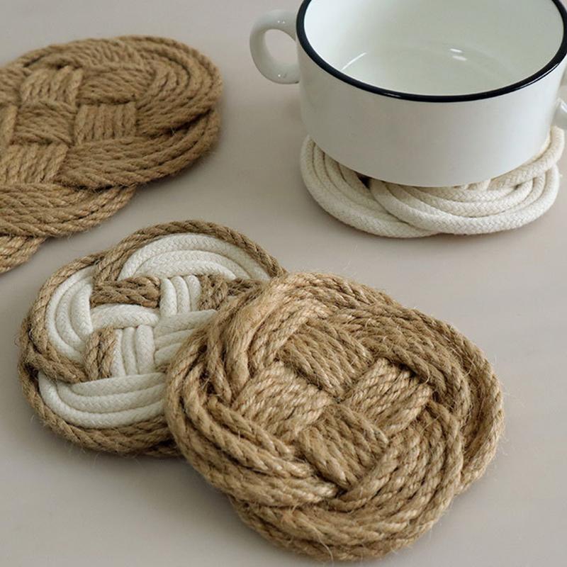 Coaster Handmade Rattan Thread Jute Mat For Home Table Decoration ...