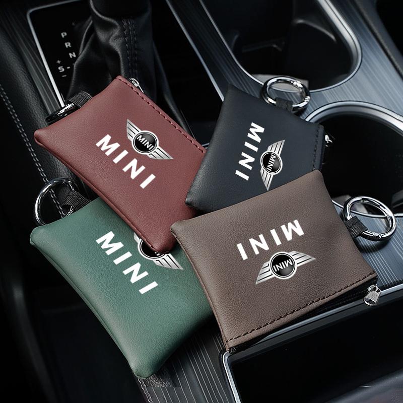 Car Leather Key Case Keychain Mini Storage Bag Auto Accessories For MINI Cooper R56 F56 R50 JCW Cabrio Aceman Countryman Clubman