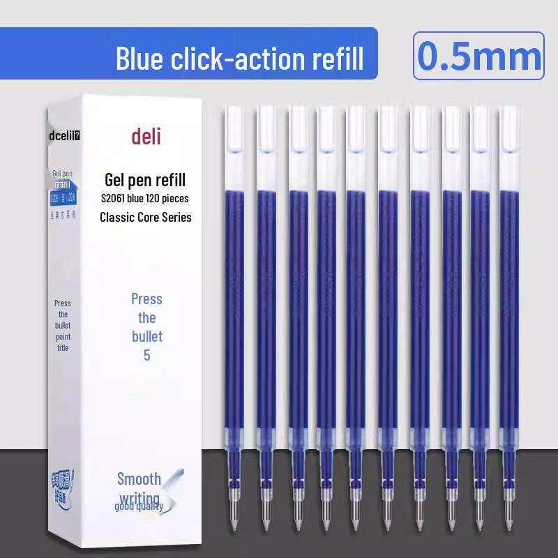 Deli S01 Click Gel Pen 0.5mm - Office & Student Water Pen, Compatible Refill (S206) 0.5mm