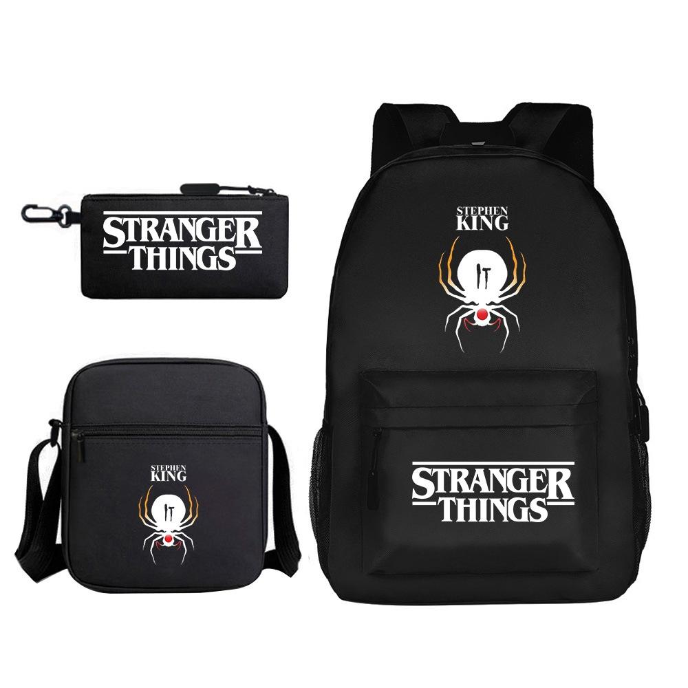 Anime Cartoon Series American Tv Series Stranger Things 4 Strangerthings5 Backpack Satchel Pencil Case Three piece set