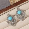 Vintage Copper Alloy Turquoise Earrings December birthstone Floral earrings Tribal earrings Gift Victorian-style earrings Bohemian style earrings