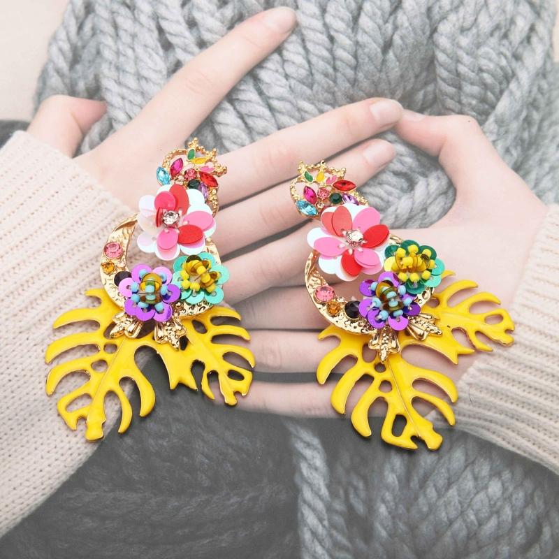 1 Pair Ins Japanese and Korean Fashion All-match Temperament Earrings Leaf Earrings Simple Cold Wind Women Jewelry