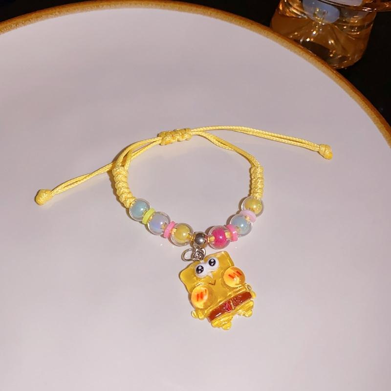 Adjustable Acrylic Cartoon Character Pendant Bracelet Braided Rope Bracelet Jewelry Friendship Bracelets for Girls Women