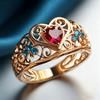 Elegant Plating KC Gold Heart-Shaped Copper Ring Inlaid with Cubic Zirconia, Symbol of Eternal Love, Perfect Gift for Birthdays, Christmas, and
