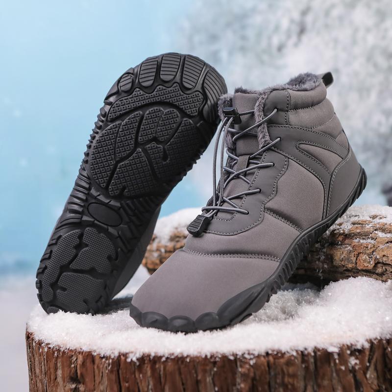 Men High-top Cotton Shoes Unisex Winter Plush Snow Boots Non-slip Women Outdoor Hiking Sneakers Wear-resistant Casual Walking Shoes