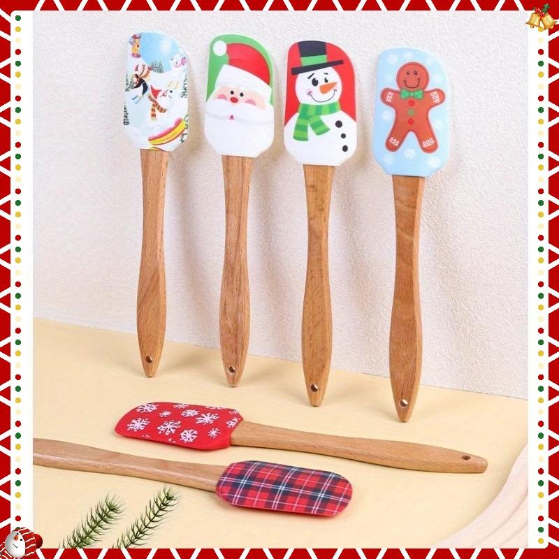 Holiday Wooden Handle Silicone Brush - Perfect for baking, cooking and holiday celebrations (Birthdays, Christmas)