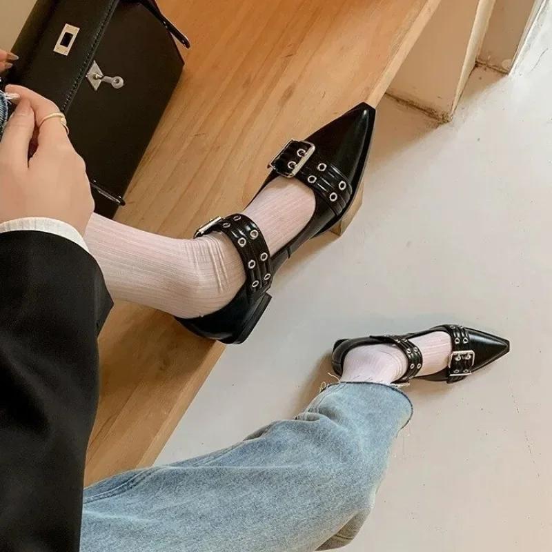 Nové Dámské Boty Mary Janes Mělké Špičaté Letní Boty Značkové Sandály Lolita Šaty Vycházkové Chaussures Femme