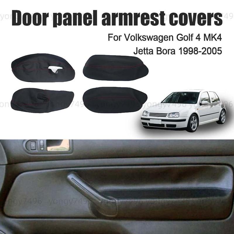 Black Leather Door panel armrest covers Black For Volkswagen Golf 4 MK4 Jetta Bora 1998 1999 2000 2001 2002 2003 2004 2005
