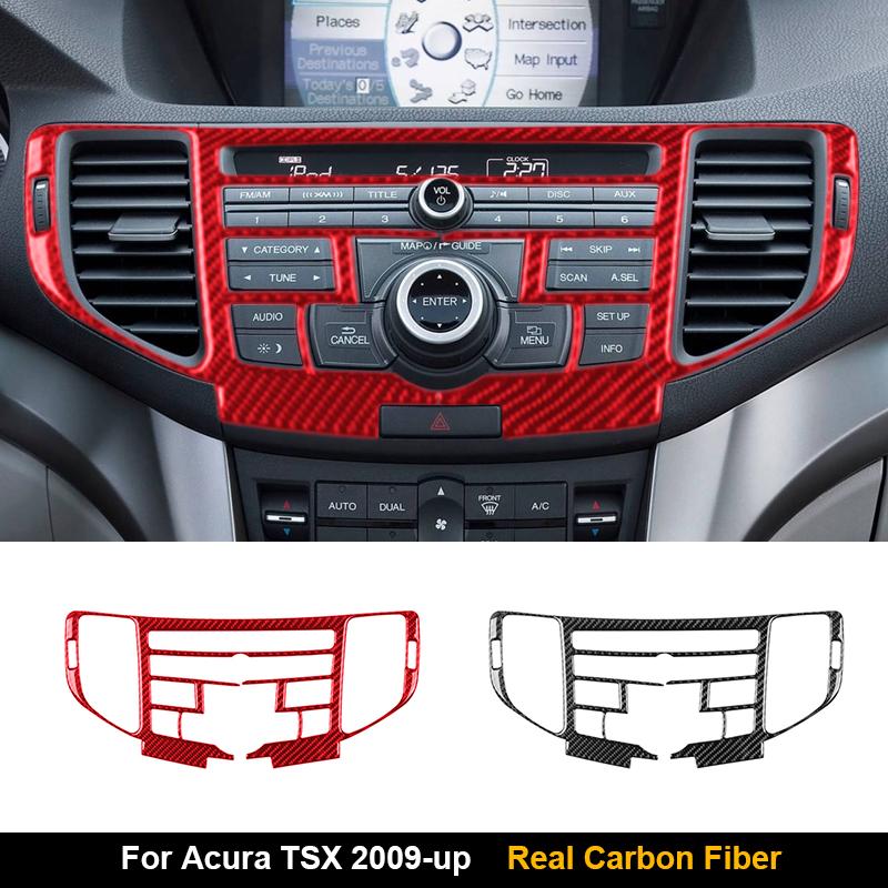 Real  Carbon Fiber Sticker For Acura TSX 2009-up Radio navigation system panel Trim Cover Car Accessories Interior decorative