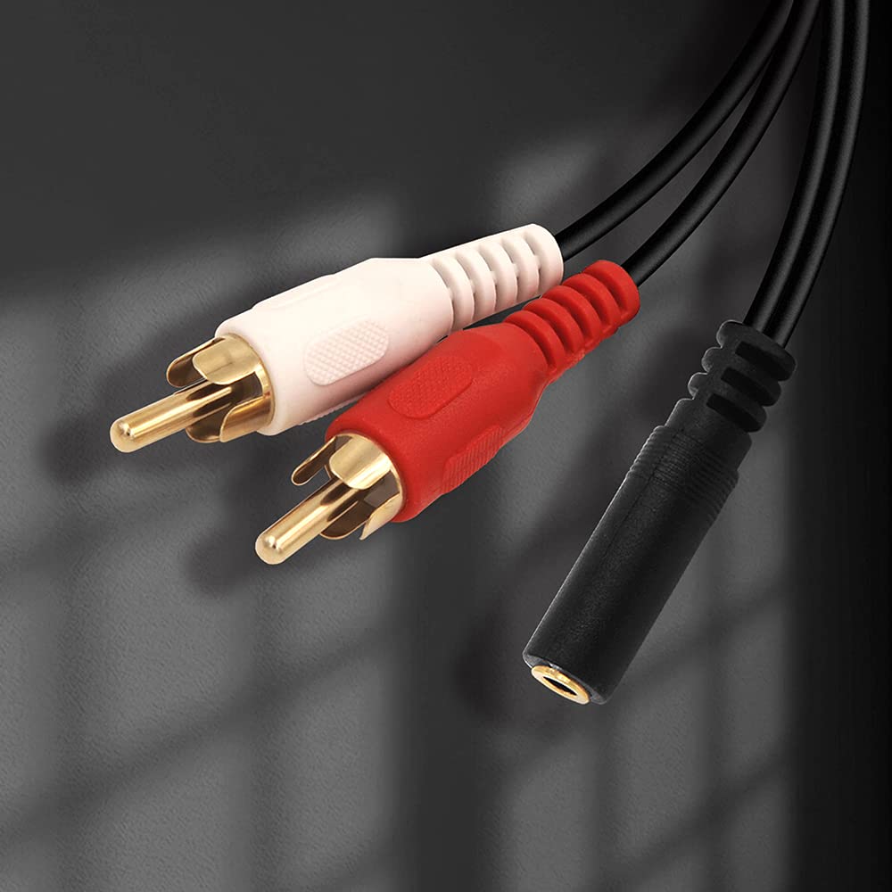 VCE RCA Conversion Female to 2 RCA RCA Cable Gold 23cm 3.5mm Cable, 3.5mm Male, Y-Type Splitter, Plated,