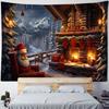 Christmas tree tapestry, Christmas fireplace, holiday decoration wall hanging, living room, bedroom, dormitory background poster
