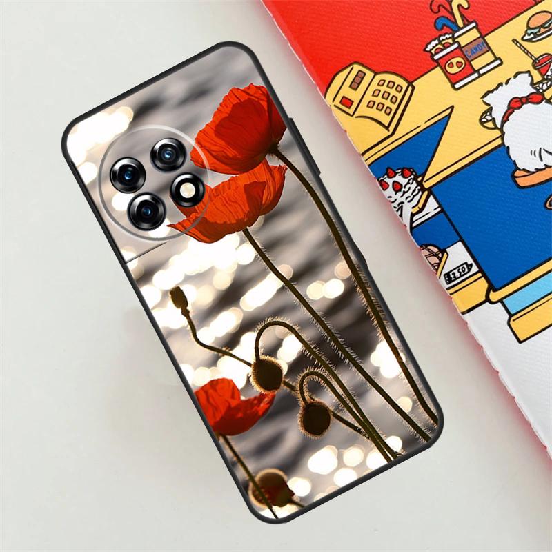 Red Corn Poppy Flower Case For OnePlus Nord CE 4 3 2 Lite N10 N20 N30 OnePlus 12 11 9 10 Pro 10T 9R 10R 12R Cover