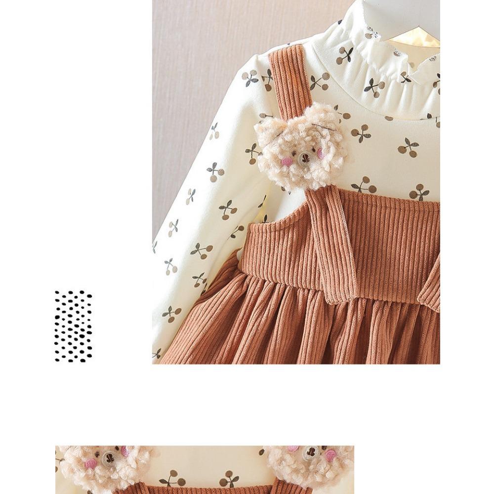 Girls' Spring and Autumn Set New Korean Version Children's Corduroy Corduroy Skirt Bottom Shirt Fake Two Sets