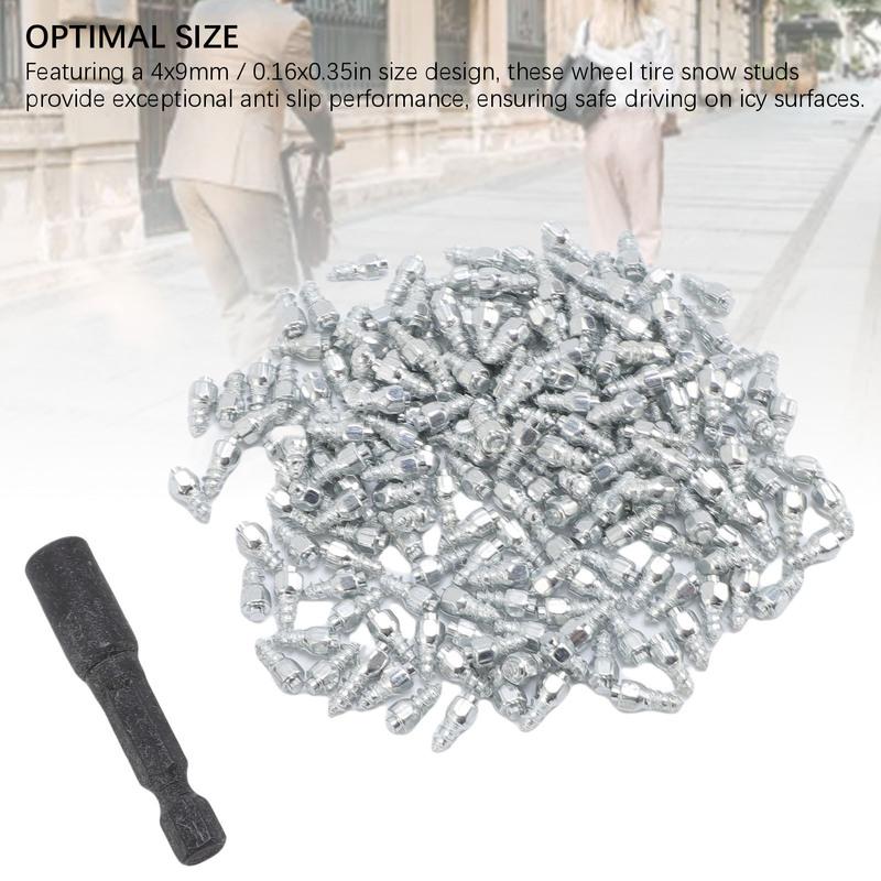 Winter Snow Tire Studs 4x9mm Easy To Install Enhanced Safety Snow Tire Spikes with Installation Tool for Mountain Bikes