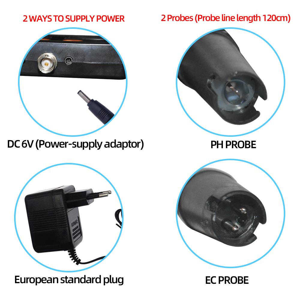 PH-2583 PH- und Leitfähigkeitsmessgerät Digitales Wasserqualitätsmessgerät Online-Detektor PH EC Messanalysegerät für Fischbecken Aquarium